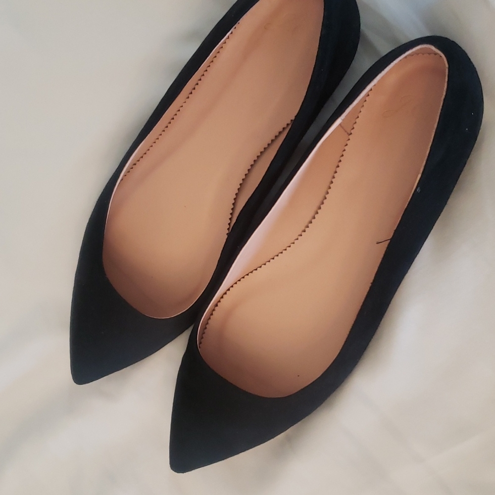 Barely worn black suede pointy j crew dress shoes